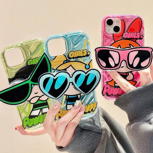 Cute Power Girls iPhone Case with Sunglasses Phone grip