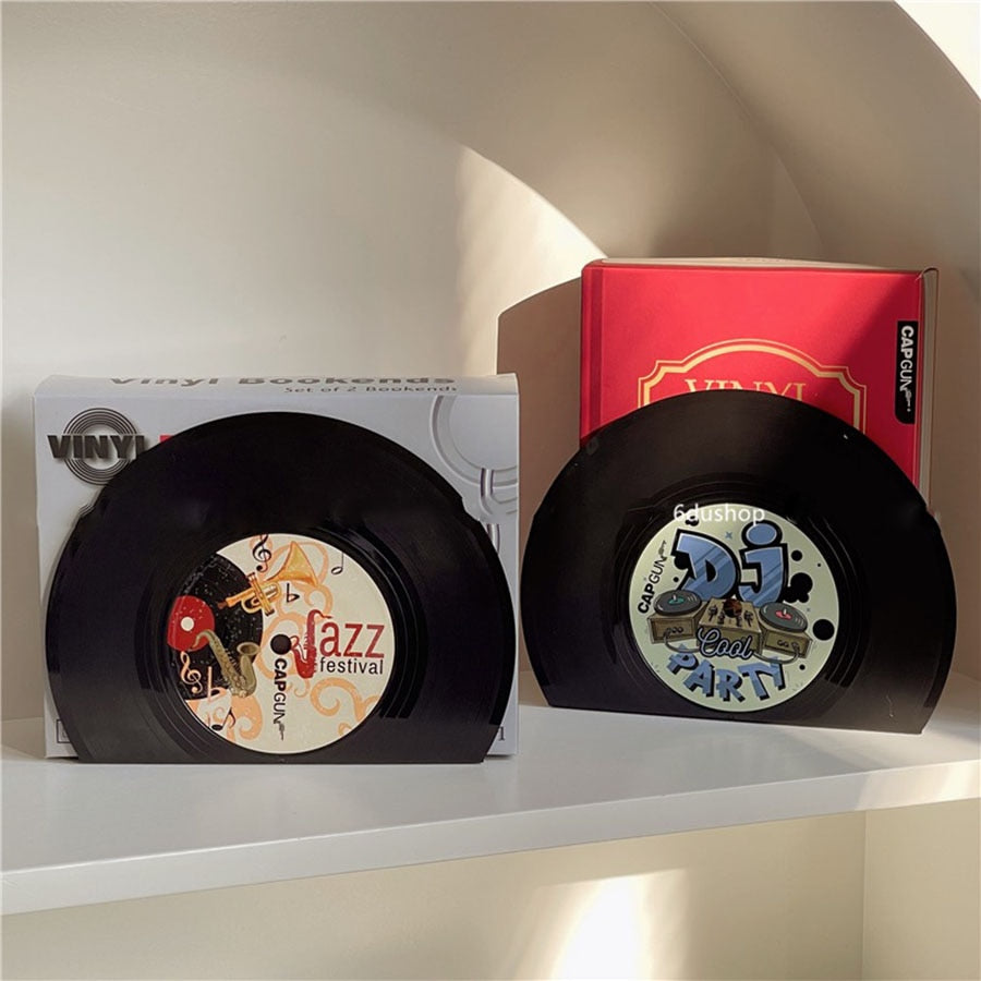 Retro Vinyl Record Bookends