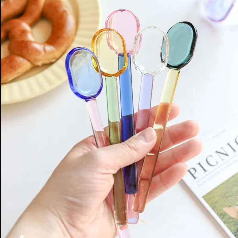 Happy Colorful Ice cream Glass Spoon