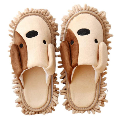 Cute Dog Washable Dust Mop Slippers