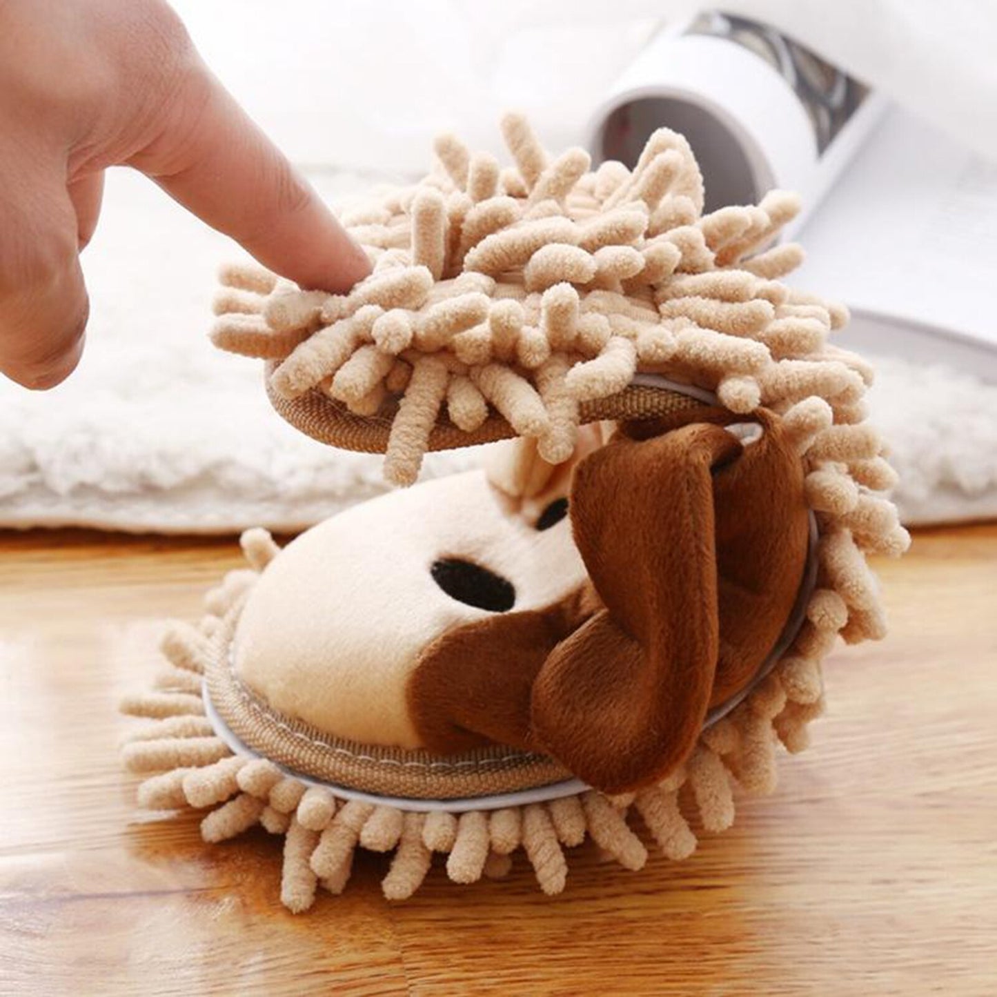 Cute Dog Washable Dust Mop Slippers