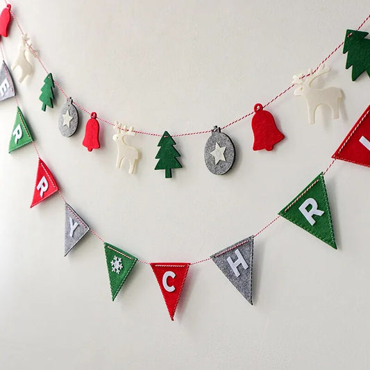 Happy Merry Christmas Felt Banner