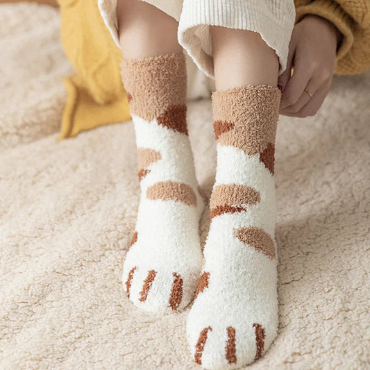 Cute Cat Paw Pattern Warm Sleeping Socks