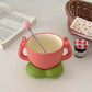 Kawaii Victory Peach Mug With Saucer