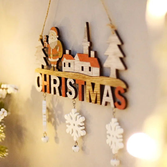 Happy Christmas Wooden Door Hanger