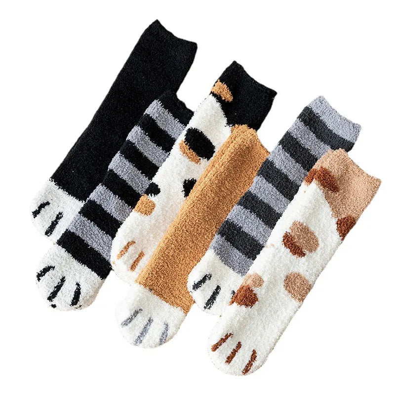 Cute Cat Paw Pattern Warm Sleeping Socks