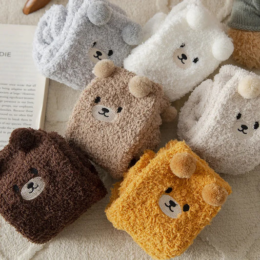 Cute Bear Fluffy Sleeping Socks