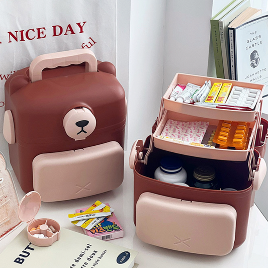 Cute Brown Bear First-Aid Storage Box