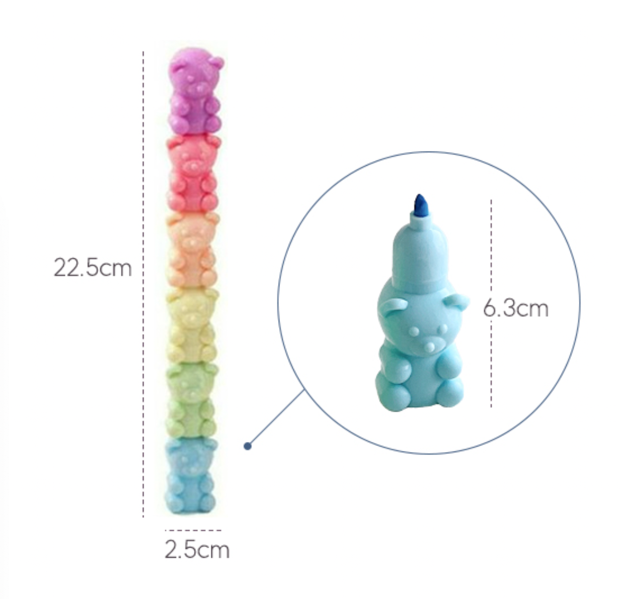 Cute Little Bear 5Colors Highlighter Pens