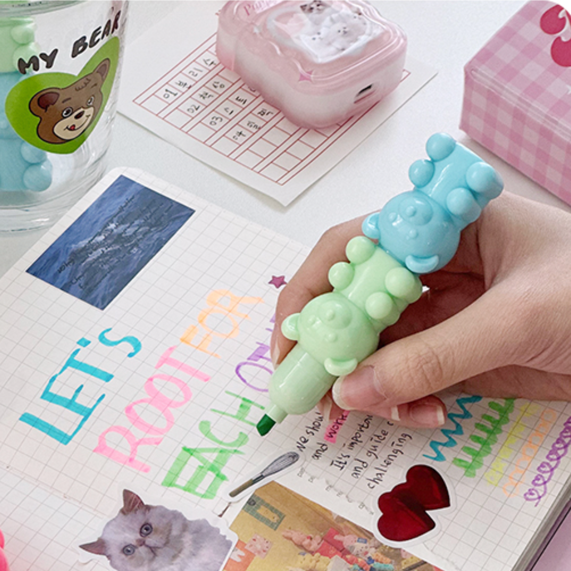 Cute Little Bear 5Colors Highlighter Pens