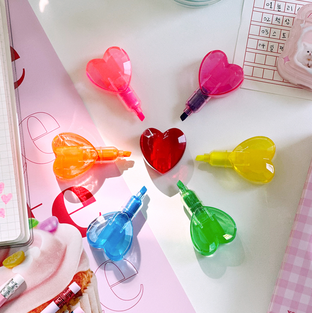 Lovely Heart 6 Colors Highlighter Pen