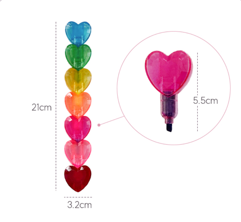 Lovely Heart 6 Colors Highlighter Pen