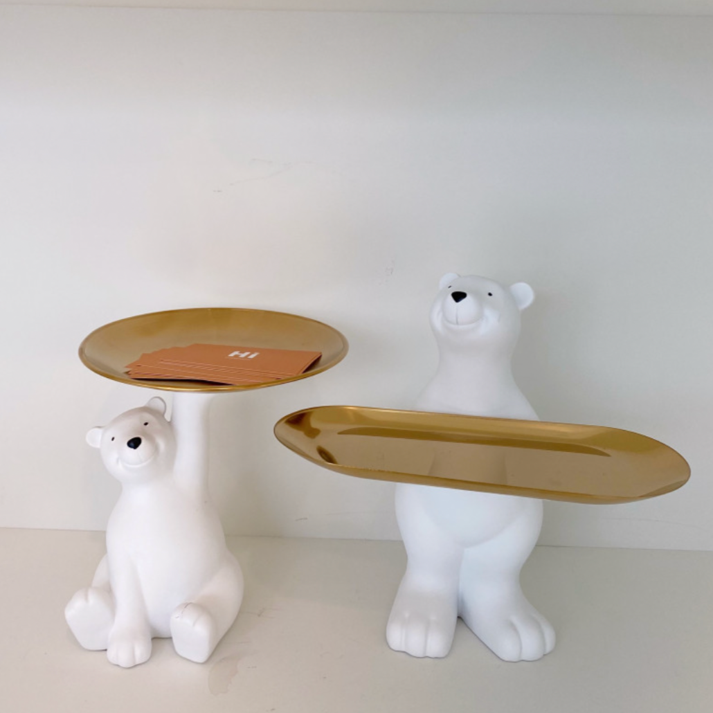 Cute Bear Sculpture Storage Decor Tray