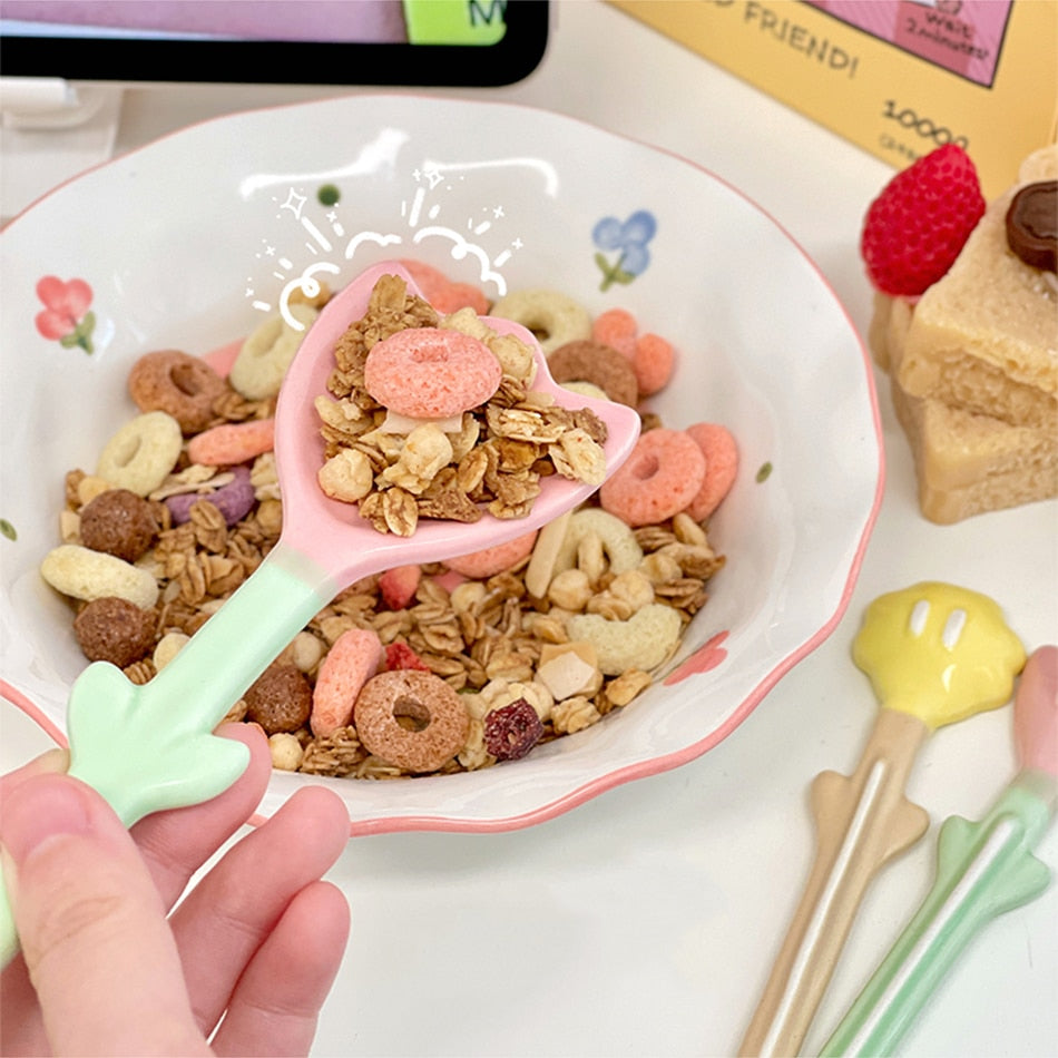 Cute Ceramic Flower Spoons set