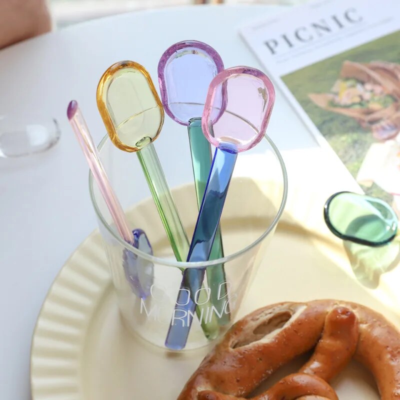 Happy Colorful Ice cream Glass Spoon