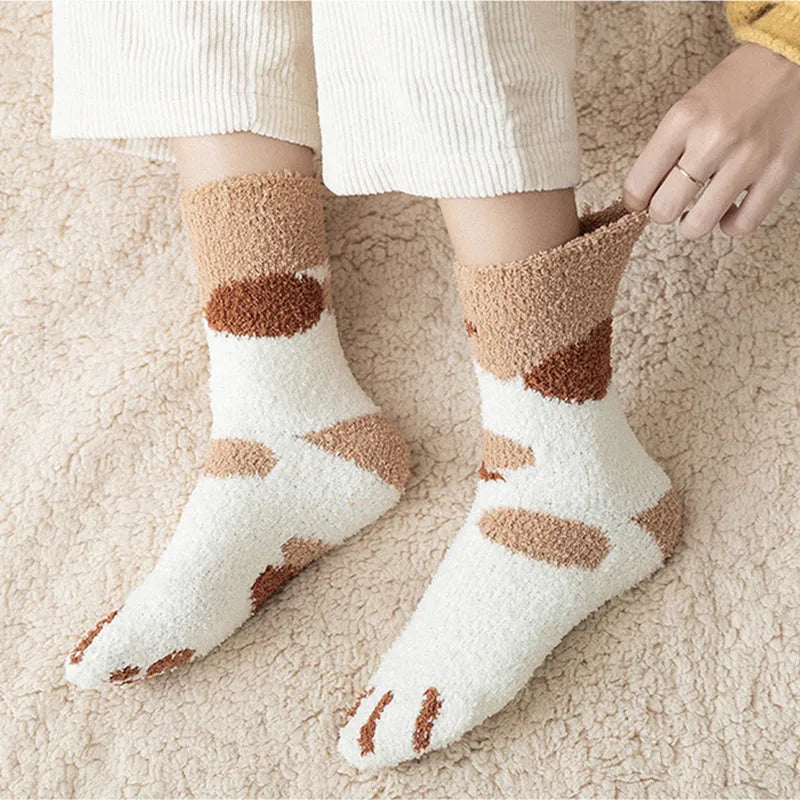 Cute Cat Paw Pattern Warm Sleeping Socks