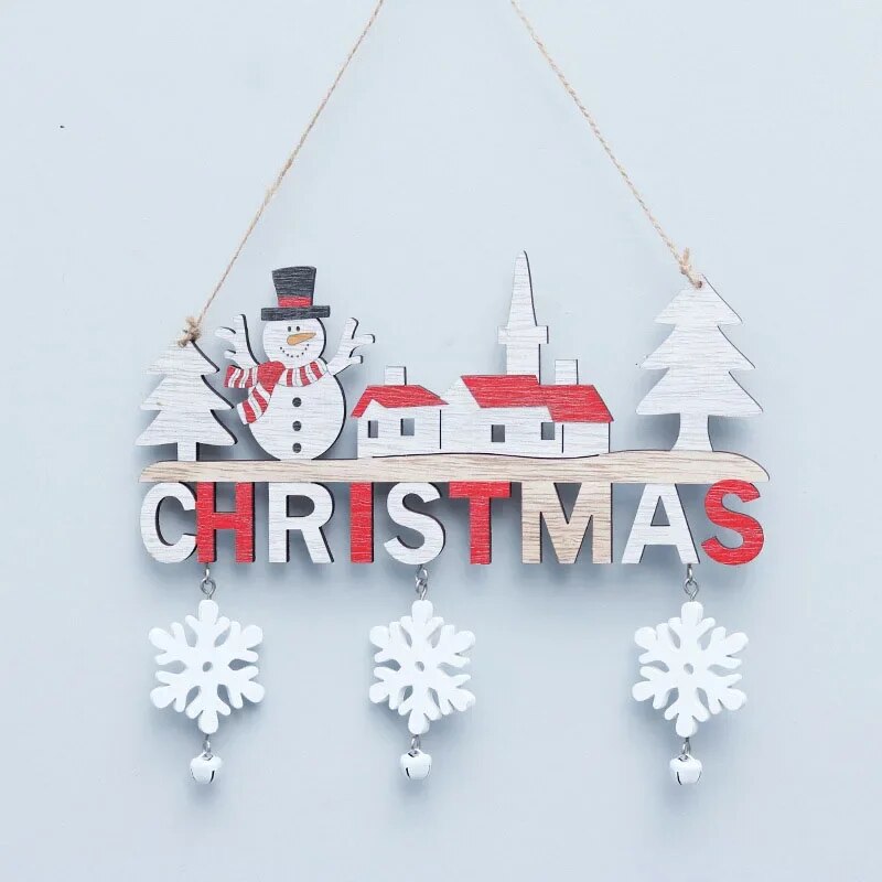 Happy Christmas Wooden Door Hanger