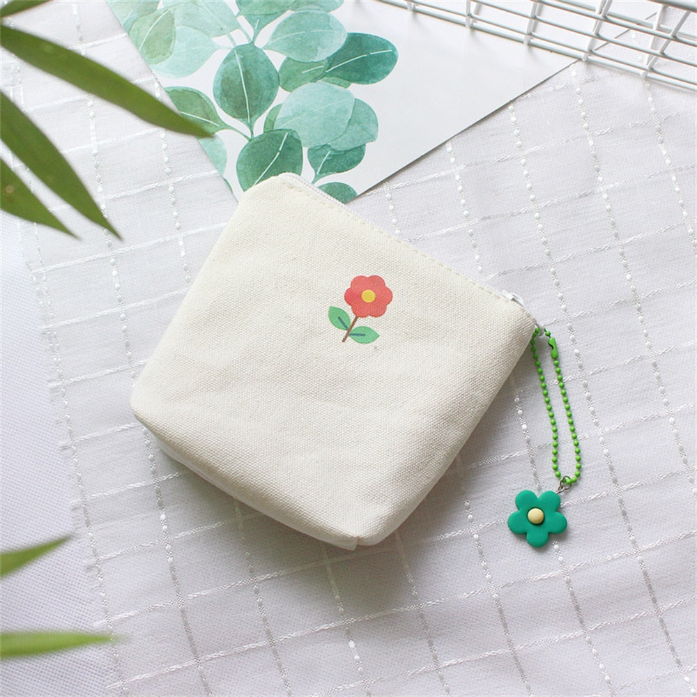 Cute Flower mini Canvas Storage Bag