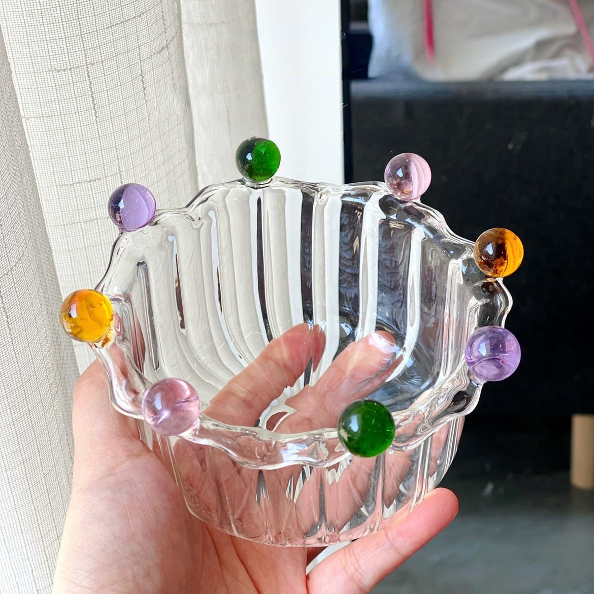 Cute Ball Crown Glass Bowl