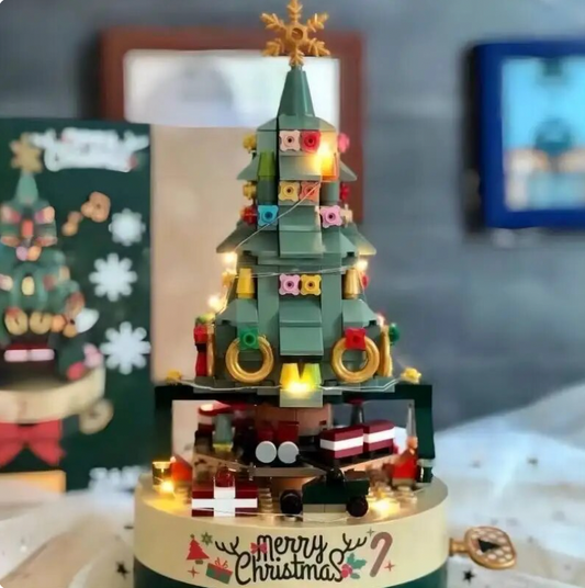 Happy Christmas Tree Block Music Box