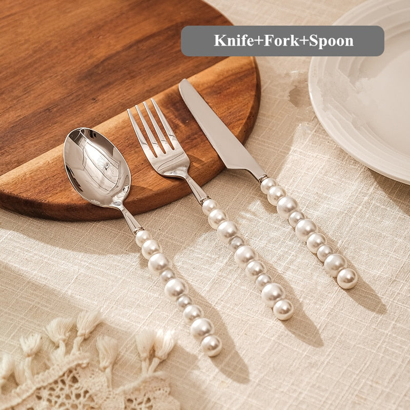 Lovely Pearl Cutlery Knife Fork Spoon Set