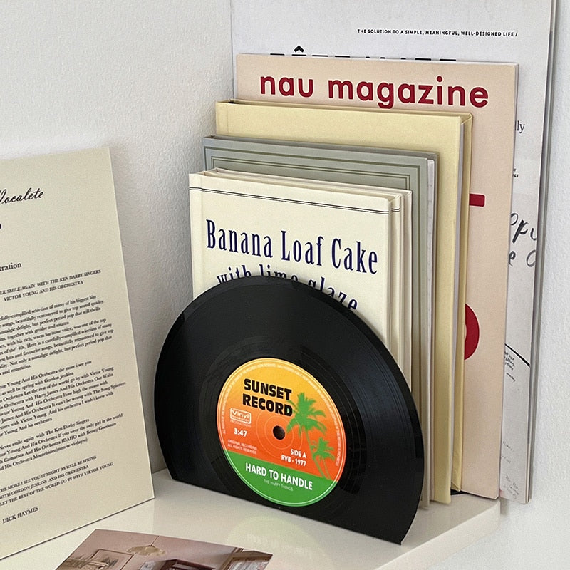 Retro Vinyl Record Bookends