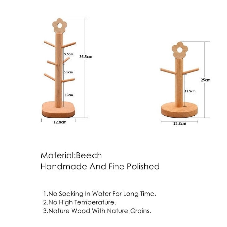 Daisy Flower Wood Coffee Tea Cup Rack
