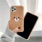 Cute Plush Blusher Bear Phone Case For iPhone