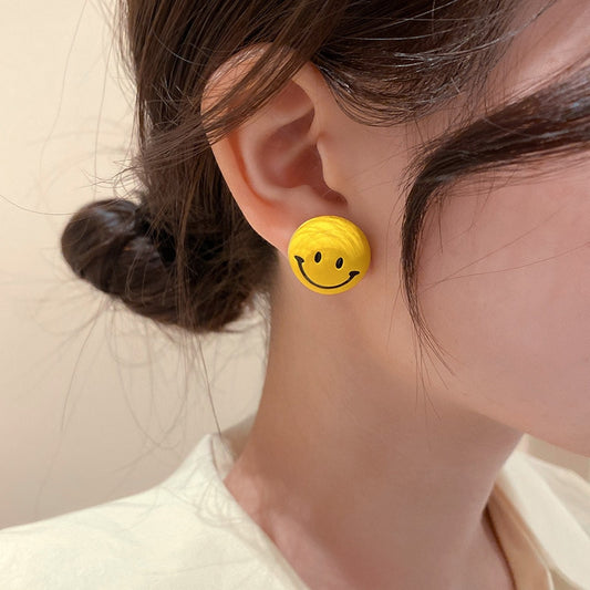 Lovely Yellow Smiley Face Stud Earrings