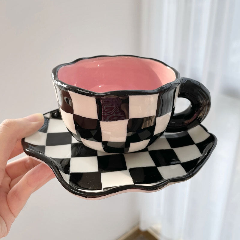 Hand painted Checkered Cup Set