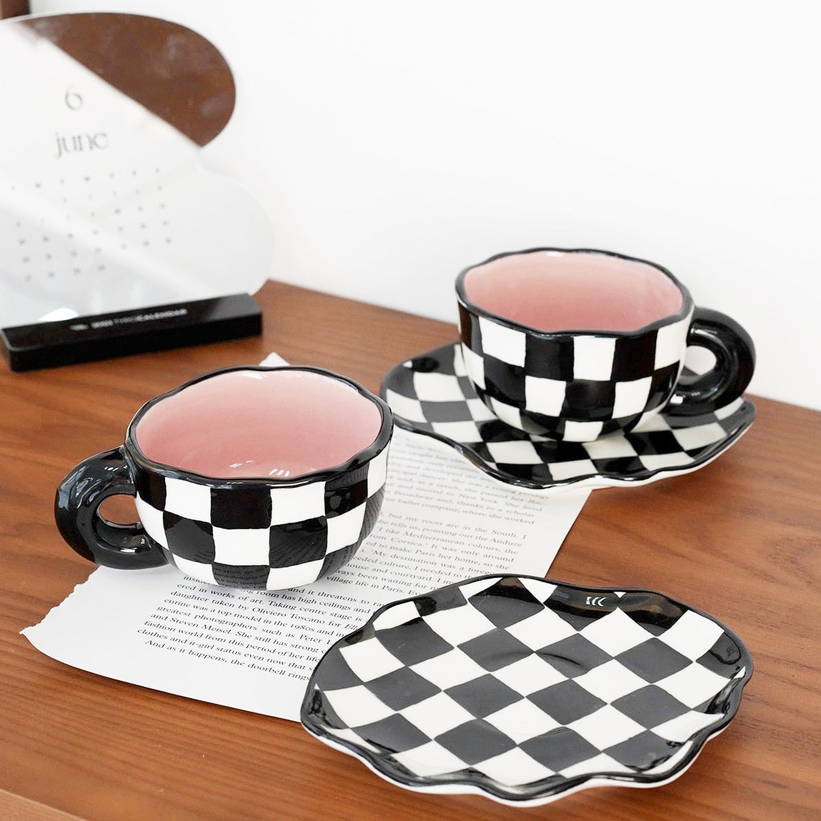 Hand painted Checkered Cup Set