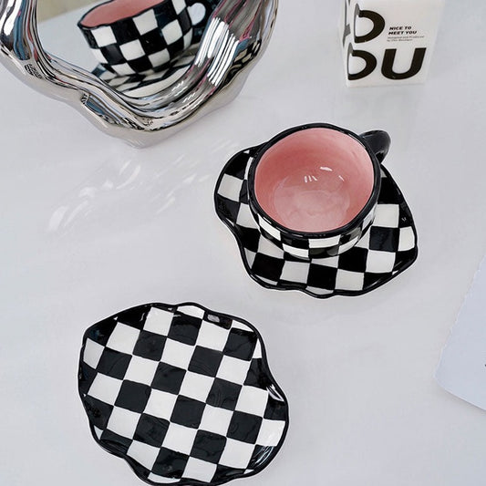 Hand painted Checkered Cup Set