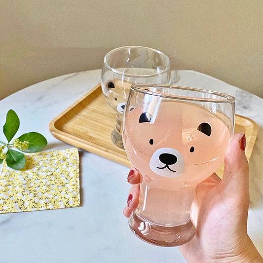 Cute Bear Face Glass Cup