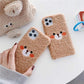 Cute Plush Blusher Bear Phone Case For iPhone