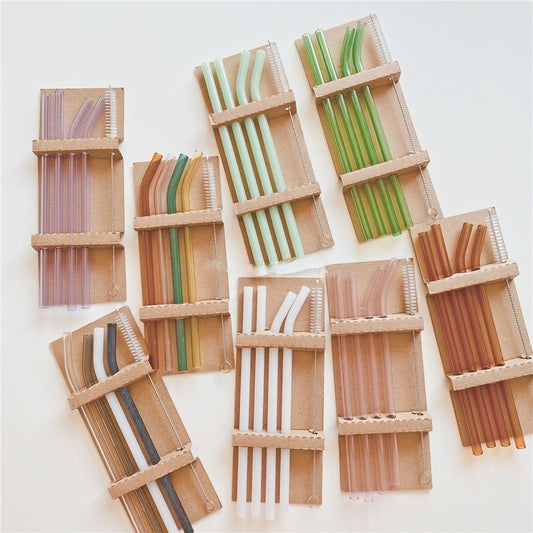 Reusable Boho Color Glass Straws