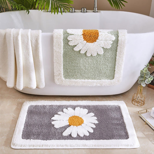 Daisy Floral Bath Mat Floor Rug