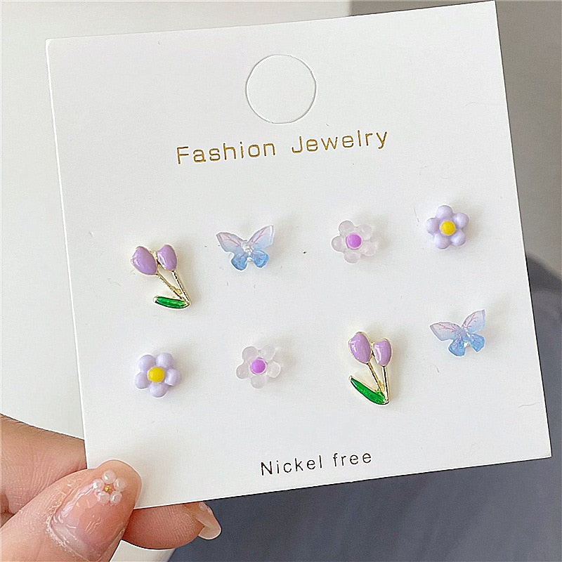 Lovely Little Flower Earrings Set