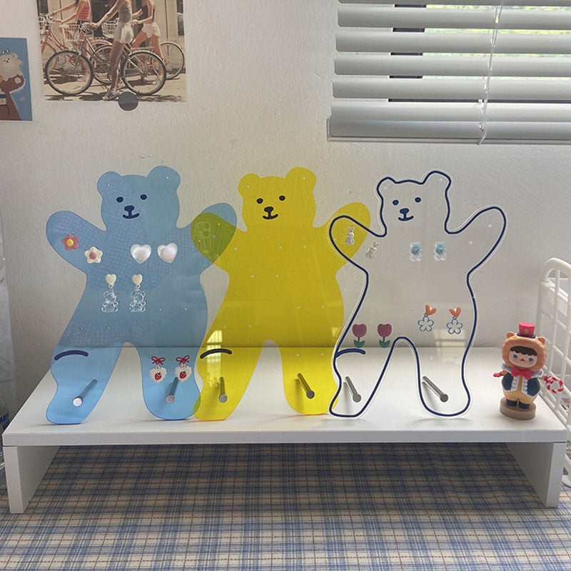 Cute Acrylic Bear Jewelry Display Stand Rack