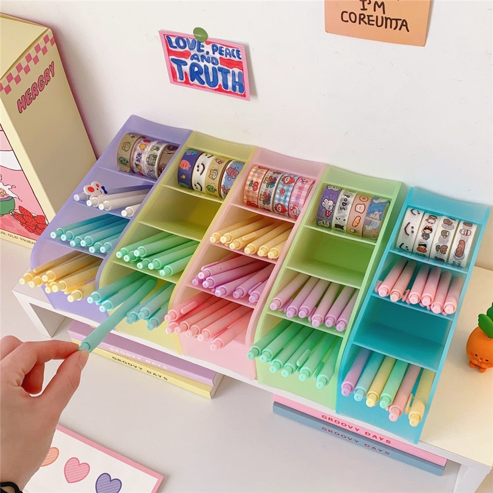 Cute Candy Color 4 Grid Desktop Pen Organizer