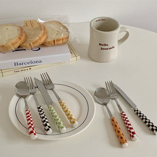 Checkered Lattice Cutlery 3pc set