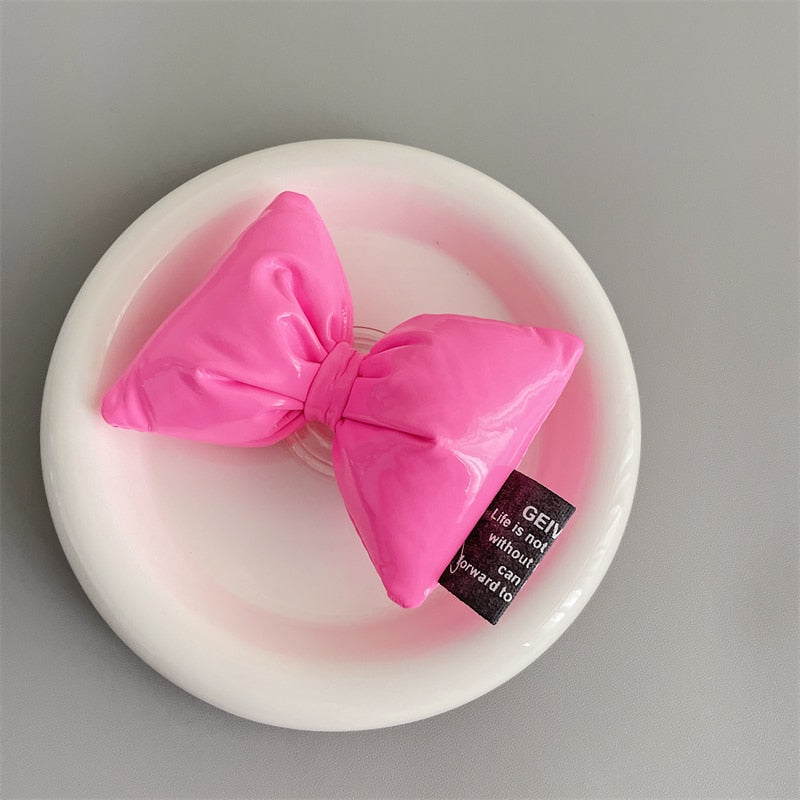 K-Style Barbicore Pink Puff Bowknot Phone Grip