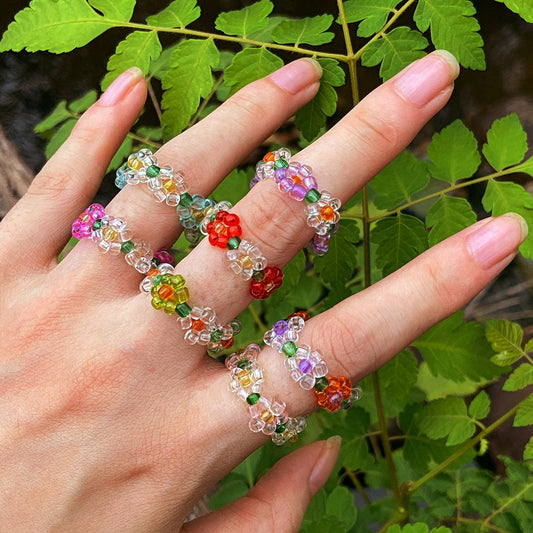 K-style Flower Beads Ring