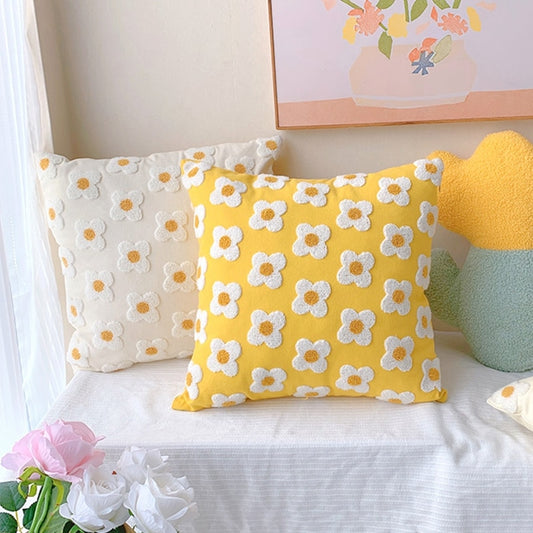 Cute Embroidery Daisy Flower Cushion Cover