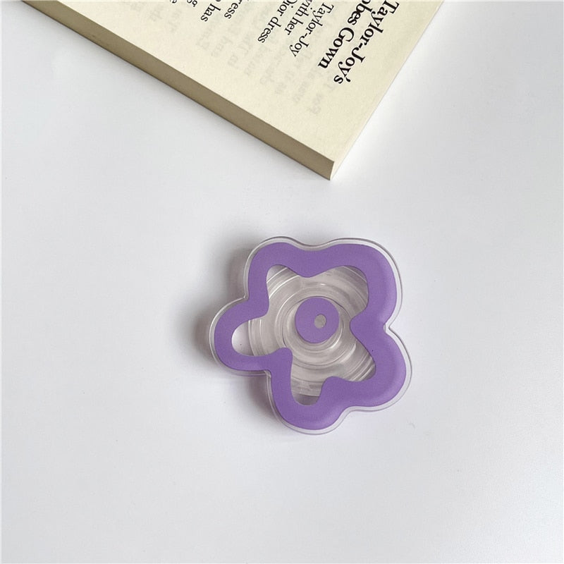 Transparent Solid Color Flower Extendable Phone Grip