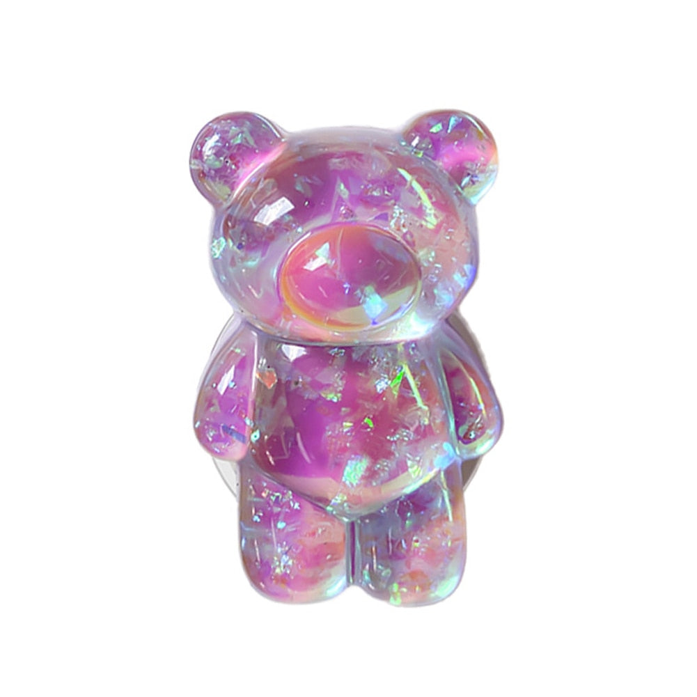 Cute Holographic Bear Phone Holder Grip