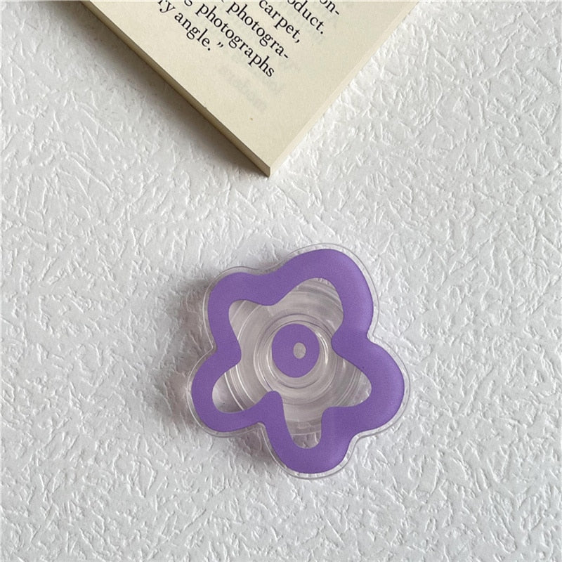 Transparent Solid Color Flower Extendable Phone Grip