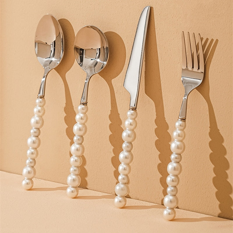 Lovely Pearl Cutlery Knife Fork Spoon Set