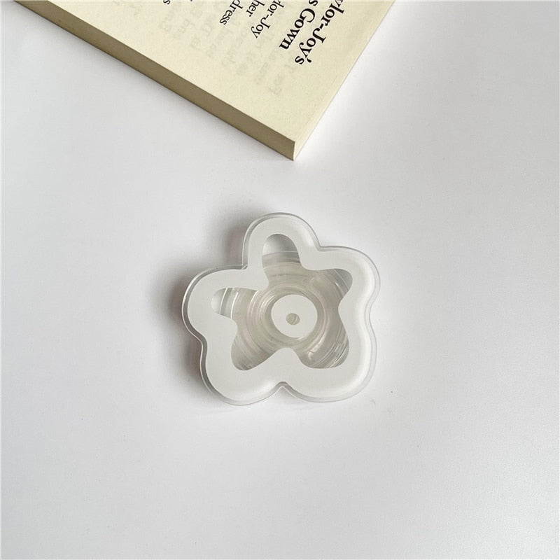 Transparent Solid Color Flower Extendable Phone Grip