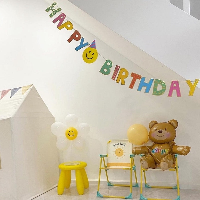 Happy Birthday Smiley Party Banner Photo Prop