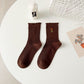 Cute Korean Style Tulip Floral Embroidery Socks